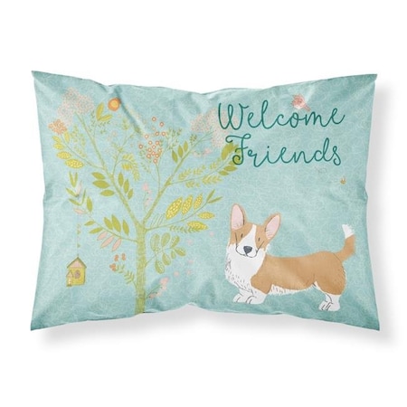 Carolines Treasures Carolines Treasures BB7611PILLOWCASE Welcome Friends Cardigan Welsh Corgi Tricolor Fabric Standard Pillowcase BB7611PILLOWCASE